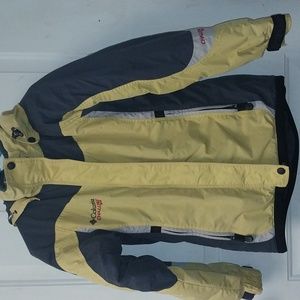 Columbia "Challenge Series" Full Zip Woman's Small Jacket W/ Hood Yellow/Gray